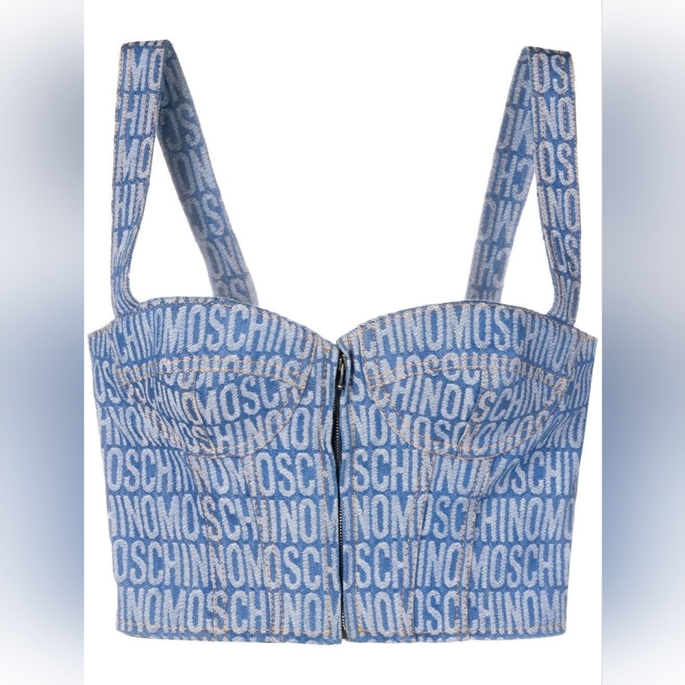 Moschino Monogram Denim Crop Sz XS
